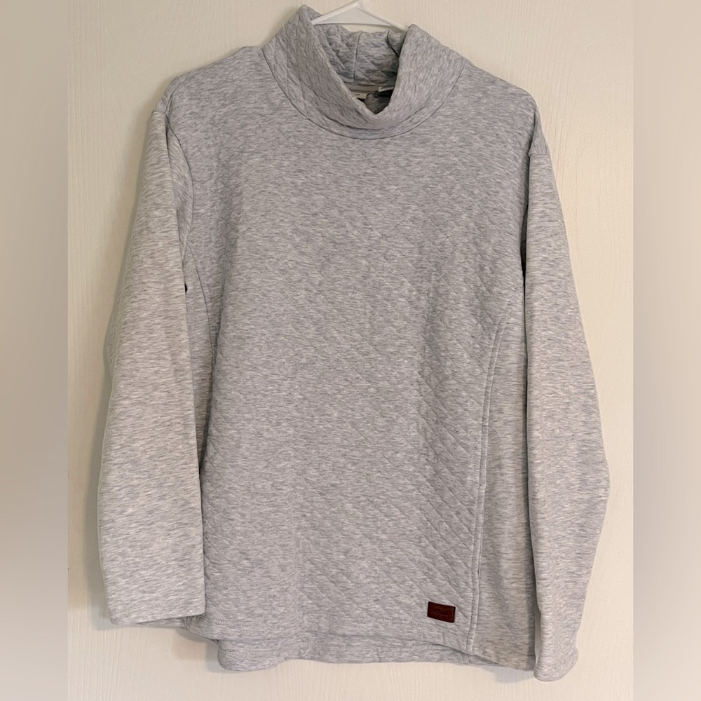 L.L. Bean Women’s Quilted Mock neck pullover sweatshirt, Medium, Gray